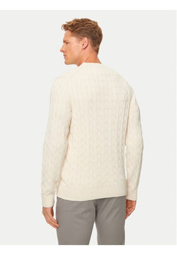 GANT - Gant Sweter 8050601 Beżowy Regular Fit. Kolor: beżowy. Materiał: bawełna