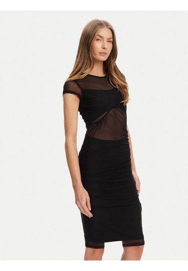 Guess Sukienka koktajlowa W5YK66 KBAH2 Czarny Regular Fit. Kolor: czarny. Materiał: syntetyk. Styl: wizytowy