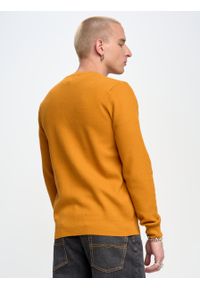Big-Star - Sweter męski o teksturowym splocie pomaraŅczowy Reyli 703. Kolor: pomarańczowy. Materiał: bawełna. Wzór: ze splotem. Styl: klasyczny #2
