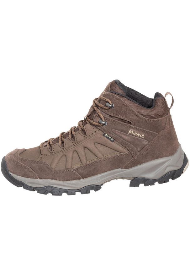 MEINDL - Buty trekkingowe męskie Nebraska Mid z membraną Gore - Tex. Kolor: brązowy. Technologia: Gore-Tex