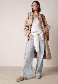 Born2be - Niebieskie Szerokie Jeansy z Wysokim Stanem Przeszyciami i Imitacją Kieszeni Tanila. Okazja: na co dzień, na spotkanie biznesowe, do pracy. Stan: podwyższony. Kolor: niebieski. Styl: casual, biznesowy, elegancki, klasyczny #3