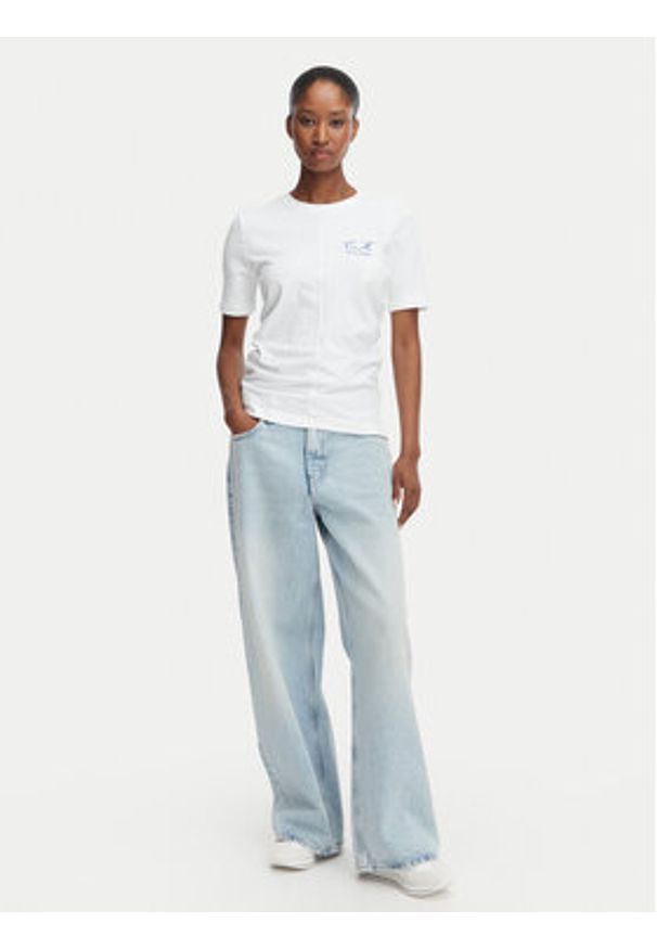 Calvin Klein Jeans T-Shirt LV047G808G Biały Slim Fit. Kolor: biały. Materiał: bawełna