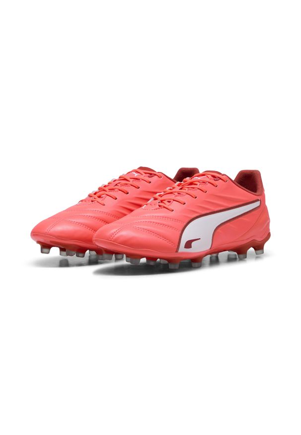 Puma - Buty piłkarskie KING Pro FG/AG PUMA Glowing Red White Fire. Kolor: biały, czerwony, wielokolorowy. Szerokość cholewki: normalna. Sport: piłka nożna