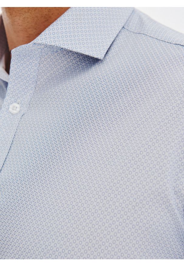 Pako Lorente - PAKO LORENTE - Koszula z niebieskim wzorem geometrycznym. Kolor: niebieski. Materiał: elastan, bawełna. Długość rękawa: długi rękaw. Długość: długie. Wzór: geometria