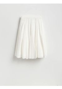 Reserved - Bawełniana spódnica midi - biały. Kolor: biały. Materiał: bawełna #1