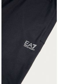 EA7 Emporio Armani spodnie dresowe bawełniane kolor granatowy gładkie. Kolor: niebieski. Materiał: bawełna, dresówka. Wzór: gładki #2