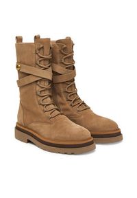 TwinSet - TWINSET Botki 252TGT050 Brązowy. Kolor: brązowy. Materiał: skóra, zamsz