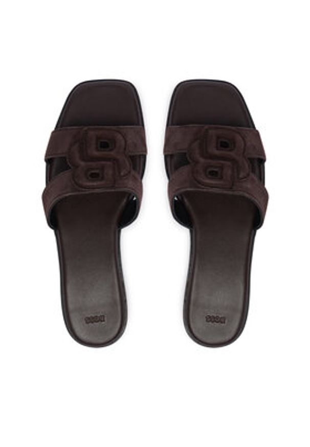 BOSS Klapki Charlize 50563333 Brązowy. Kolor: brązowy. Materiał: skóra, zamsz