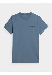 4f - T-shirt regular z nadrukiem męski. Kolor: niebieski. Materiał: bawełna, dzianina. Wzór: nadruk