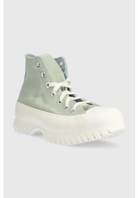 Converse trampki Chuck Taylor All Star Lugged 2.0 HI damskie kolor zielony A03809C A03809C-GREEN. Nosek buta: okrągły. Zapięcie: sznurówki. Kolor: zielony. Materiał: guma. Obcas: na platformie #5