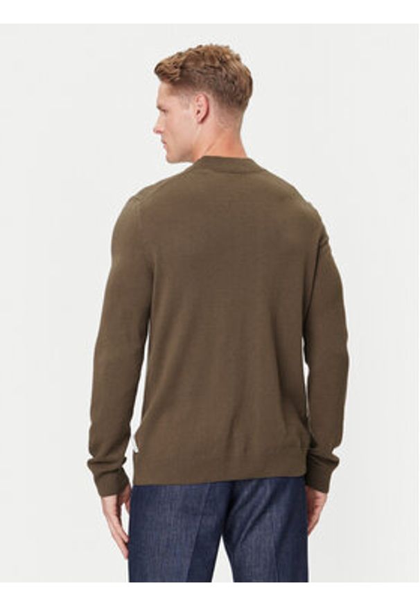 Marc O'Polo Denim Sweter 5000007280 Brązowy Regular Fit. Typ kołnierza: polo. Kolor: brązowy. Materiał: wełna
