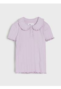 Sinsay - Bawełniana bluzka z kołnierzykiem - niebieski. Kolor: niebieski. Materiał: bawełna