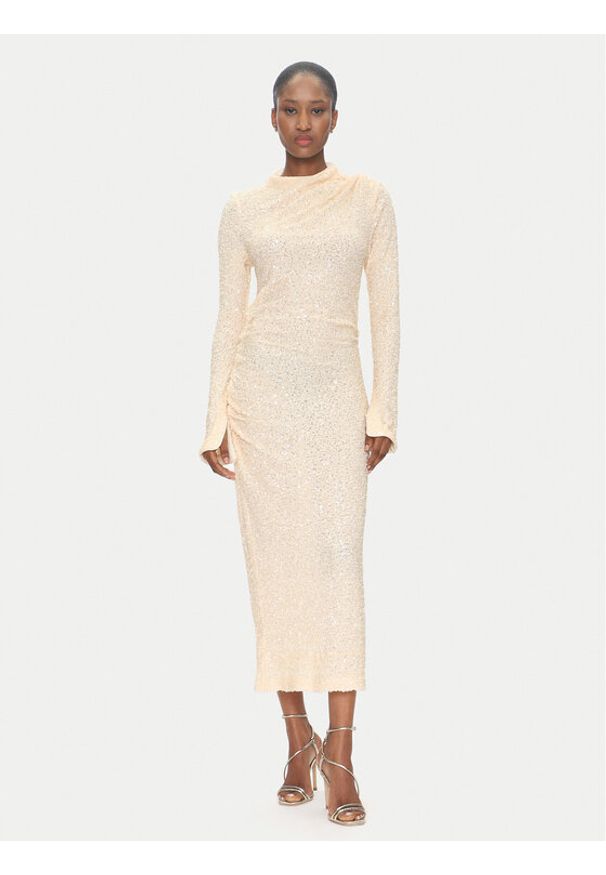 Day Birger et Mikkelsen - DAY BIRGER ÉT MIKKELSEN Sukienka koktajlowa Clover DAY65243522 Beżowy Slim Fit. Kolor: beżowy. Materiał: syntetyk. Styl: wizytowy