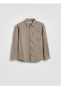 Reserved - Koszula z lnem - brązowy. Kolor: brązowy. Materiał: len #1