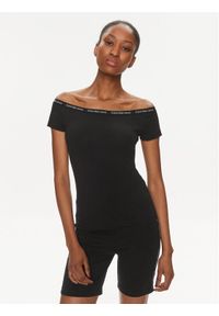 Calvin Klein Jeans Bluzka Logo J20J223098 Czarny Slim Fit. Kolor: czarny. Materiał: bawełna