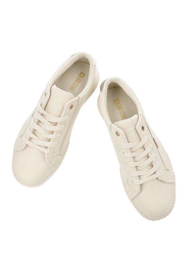 Big-Star - Beżowe Sneakersy Big Star Sportowe Obuwie Damskie. Okazja: na co dzień. Zapięcie: sznurówki. Kolor: beżowy. Materiał: materiał, syntetyk, guma. Szerokość cholewki: normalna
