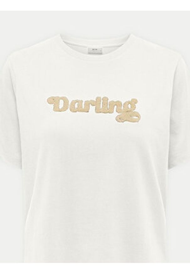 JDY T-Shirt Felisa 15300408 Écru Regular Fit. Materiał: bawełna