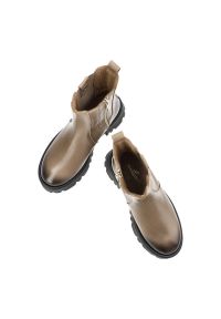 Brązowe Botki Lemar Damskie Modne Skórzane Buty. Kolor: brązowy. Materiał: skóra #6