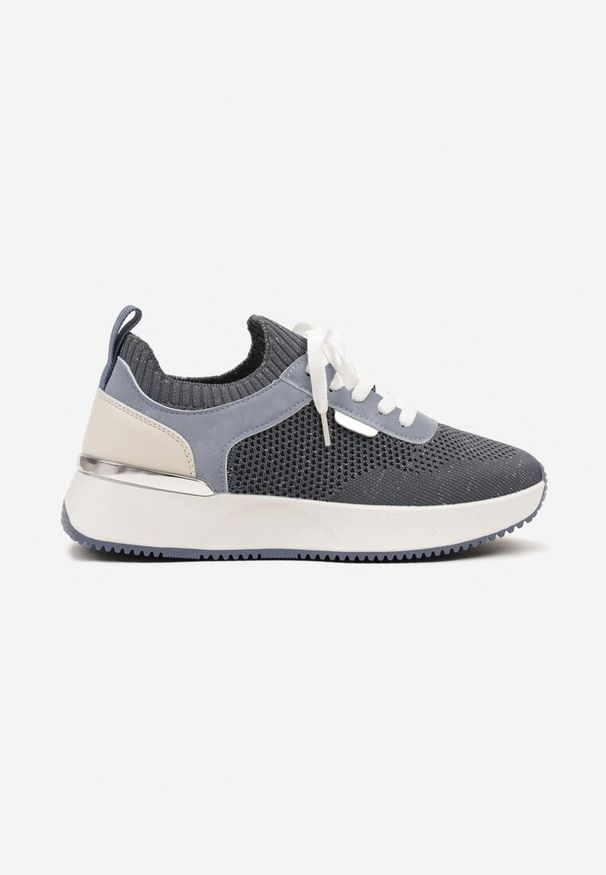 Renee - Niebieskie Sneakersy z Siateczkową Cholewką Saramis. Okazja: na co dzień. Kolor: niebieski. Materiał: jeans. Szerokość cholewki: normalna