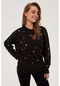 MOODO - Bluza z dżetami czarna. Kolor: czarny. Materiał: poliester, bawełna