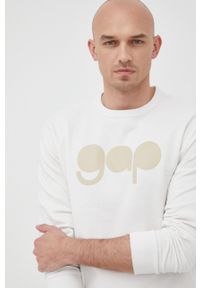 GAP bluza męska kolor biały z nadrukiem. Okazja: na co dzień. Kolor: beżowy. Wzór: nadruk. Styl: casual #3
