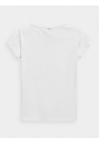 4f - T-shirt damski. Kolor: biały. Materiał: bawełna, dzianina #2