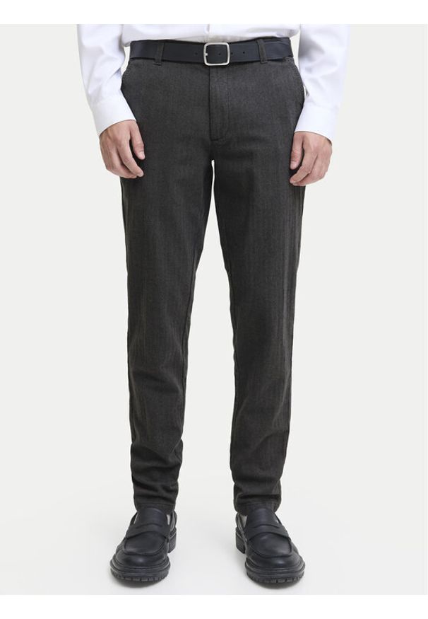 Jack & Jones - Jack&Jones Chinosy Marco Bowie 12279659 Szary Slim Fit. Kolor: szary. Materiał: bawełna