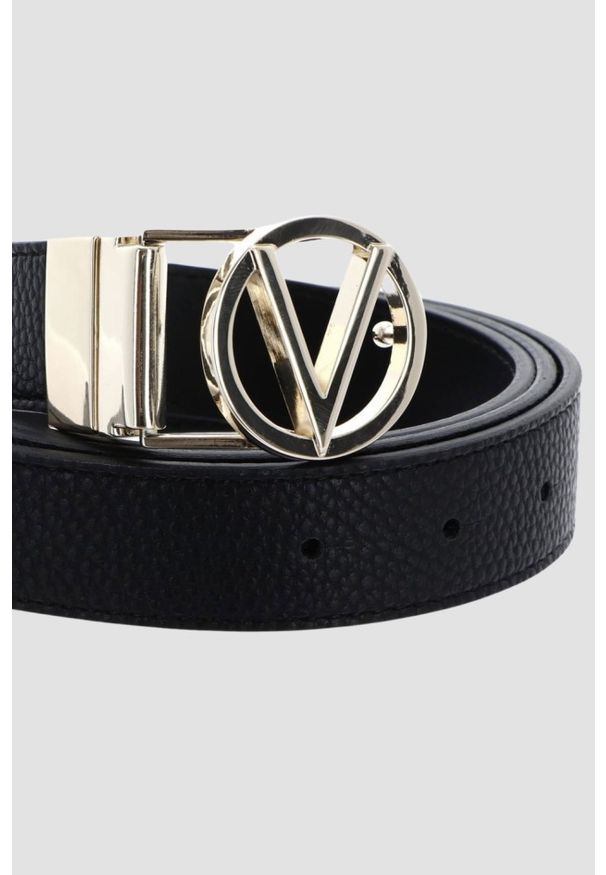 Valentino by Mario Valentino - VALENTINO Czarny pasek Roof Plaque Buckle Belt. Kolor: czarny