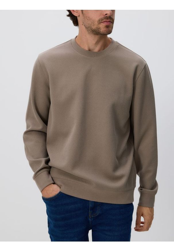 Reserved - Strukturalna bluza - beżowy. Kolor: beżowy. Materiał: bawełna, dzianina