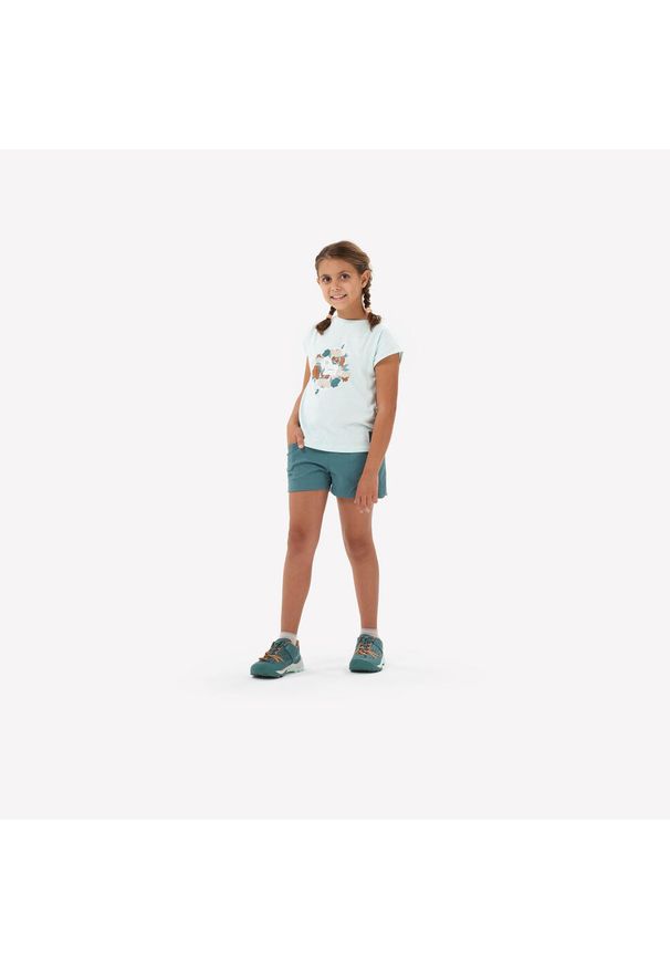 quechua - Koszulka turystyczna dla dzieci Quechua MH100. Kolor: niebieski, wielokolorowy, zielony. Materiał: poliester, bawełna, materiał. Sezon: lato. Sport: turystyka piesza