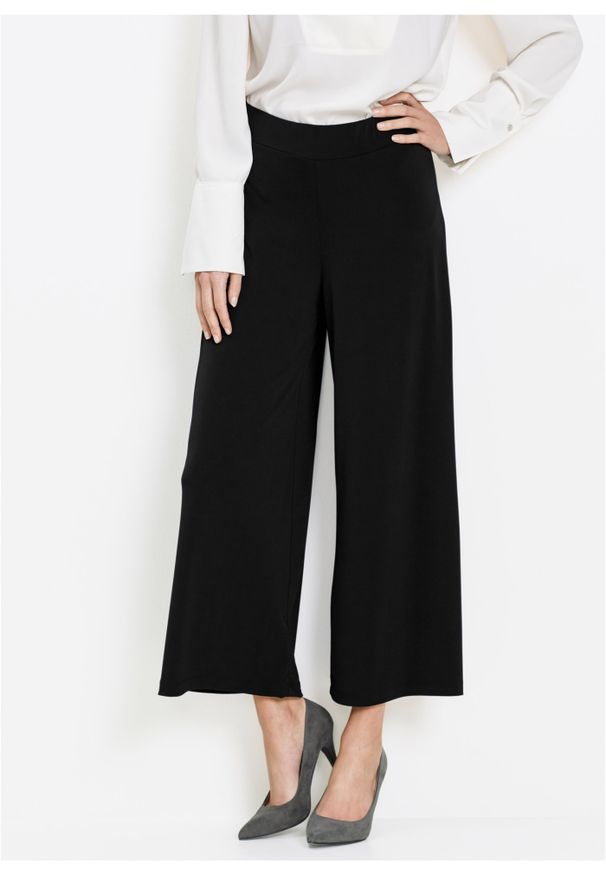bonprix - Spodnie culotte z dżerseju. Kolor: czarny. Materiał: jersey. Styl: elegancki