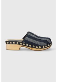 TOMMY HILFIGER - Tommy Hilfiger klapki TH DENIM CONTRAST CLOG damskie kolor granatowy na platformie FW0FW07410. Kolor: niebieski. Materiał: denim. Obcas: na platformie #1