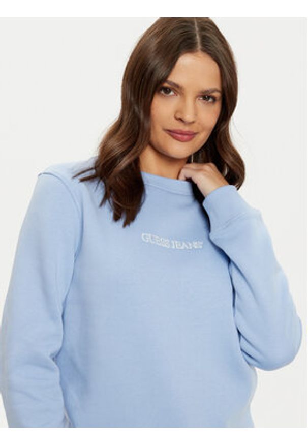 Guess Jeans Bluza W4YQ10 KC811 Niebieski Regular Fit. Kolor: niebieski. Materiał: bawełna