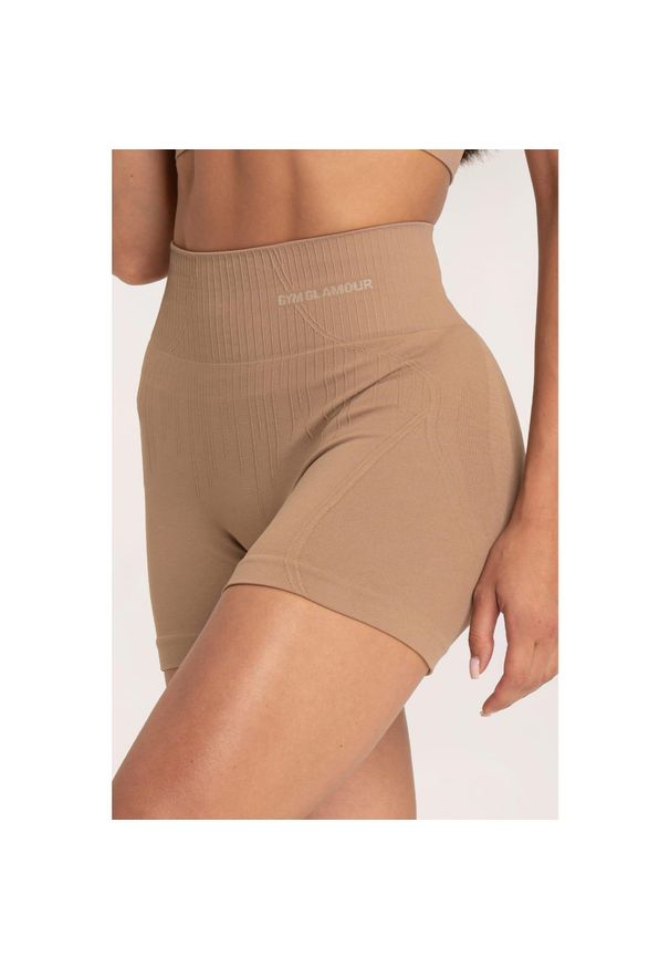 GYM GLAMOUR - Spodenki fitness damskie Gym Glamour push up 2.0. Kolor: brązowy. Sport: fitness