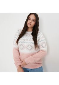 Sinsay - Sweter ze wzorem - Różowy. Kolor: różowy #1
