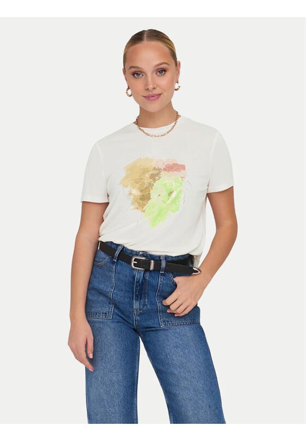 only - ONLY T-Shirt 15303212 Biały Regular Fit. Kolor: biały. Materiał: syntetyk