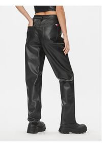 Tommy Jeans Spodnie z imitacji skóry Julie DW0DW16945 Czarny Straight Fit. Kolor: czarny. Materiał: skóra