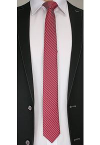 Oryginalny Krawat Męski w Białe Prążki, w Kratkę - 6 cm - Alties, Kolorowy. Kolor: czerwony. Materiał: tkanina. Wzór: kolorowy, prążki, kratka, geometria. Styl: klasyczny, elegancki, wizytowy #2