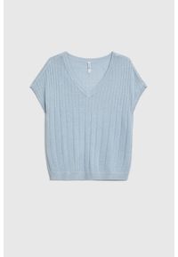 MOODO - Sweter z krótkimi rękawami błękitny. Kolor: niebieski. Materiał: wiskoza. Długość rękawa: krótki rękaw. Długość: krótkie #1