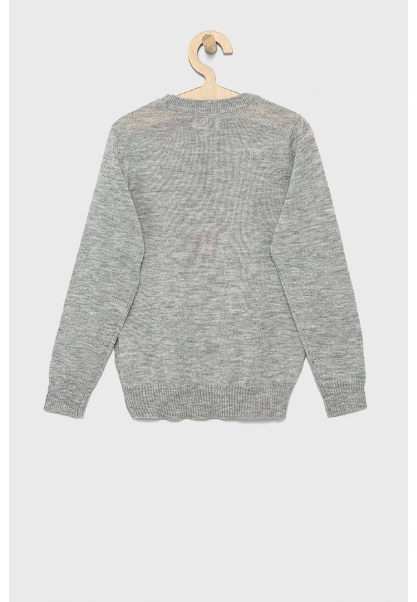 Kids Only Sweter dziecięcy kolor szary. Okazja: na co dzień. Kolor: szary. Materiał: dzianina. Wzór: aplikacja, ze splotem. Styl: casual