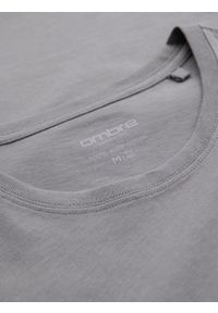 Ombre Clothing - Męski klasyczny bawełniany T-shirt BASIC - szary V3. Okazja: na co dzień. Kolor: szary. Materiał: bawełna. Styl: klasyczny #7