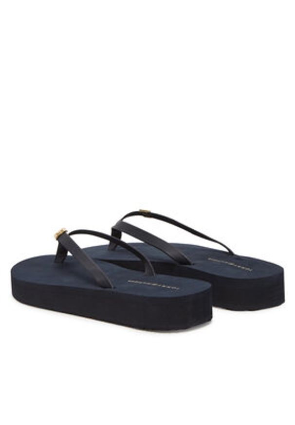 TOMMY HILFIGER - Tommy Hilfiger Japonki Elevated Chic Beach Sandal FW0FW08523 Granatowy. Kolor: niebieski. Materiał: skóra