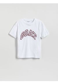 Reserved - T-shirt z nadrukiem - kremowy. Kolor: kremowy. Materiał: dzianina, bawełna. Wzór: nadruk