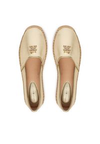 TOMMY HILFIGER - Tommy Hilfiger Espadryle Th Logo Gold Espadrille FW0FW09473 Złoty. Kolor: złoty. Materiał: skóra #2