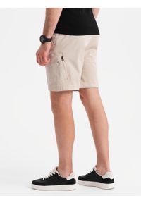 Ombre Clothing - Szorty męskie o luźnym kroju z kieszeniami typu cargo – kremowe V1 - Rozmiar: XL. Okazja: na co dzień. Kolor: kremowy. Materiał: tkanina, dzianina, materiał, bawełna, elastan. Sezon: lato. Styl: klasyczny, casual, elegancki #7