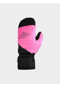 4F JUNIOR - Rękawice narciarskie Thinsulate dziewczęce - różowe. Kolor: różowy. Materiał: materiał, syntetyk. Technologia: Thinsulate. Sport: narciarstwo