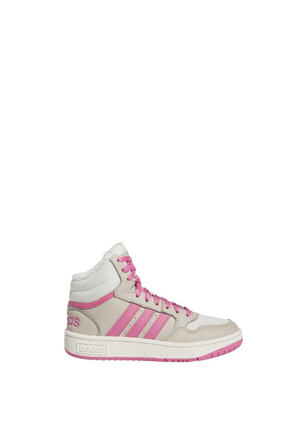 Adidas - Buty Hoops Mid 3.0 Kids. Okazja: na co dzień. Kolor: biały, beżowy, różowy, wielokolorowy. Materiał: materiał