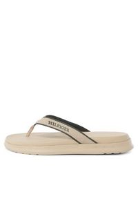 TOMMY HILFIGER - Tommy Hilfiger Japonki Dual Density Toe Beach Sandal FM0FM05015 Beżowy. Kolor: beżowy. Materiał: materiał