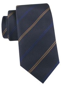 Krawat Męski - Angelo di Monti - Granat, Drobne Prążki. Kolor: niebieski. Materiał: tkanina. Wzór: prążki. Styl: elegancki, wizytowy #1