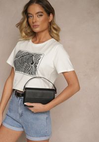 Renee - Biały Bawełniany T-shirt Oversize z Nadrukiem Imitującym Zebrę Nalornis. Okazja: na co dzień. Kolor: biały. Materiał: bawełna. Wzór: nadruk, motyw zwierzęcy. Styl: elegancki, casual #5